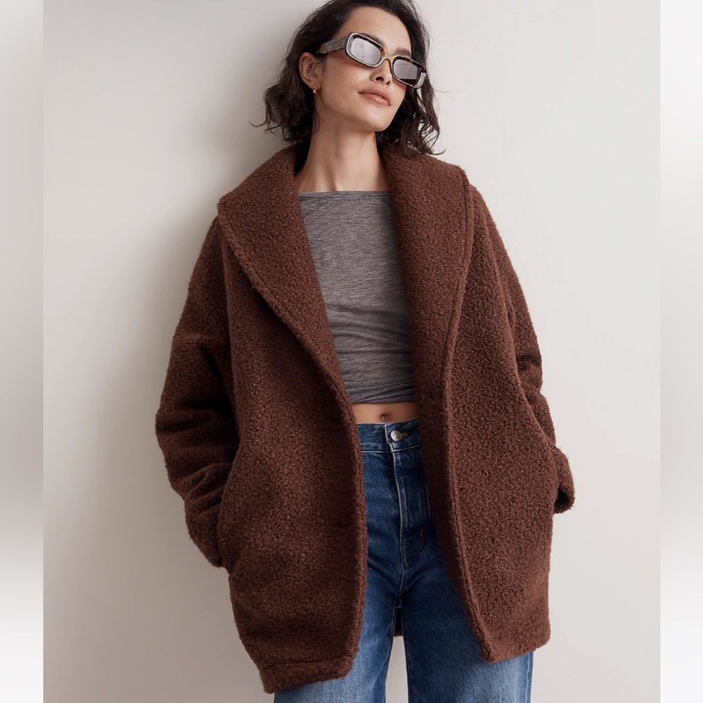Madewell Pebbled Faux Shearling Shawl Collar Coat